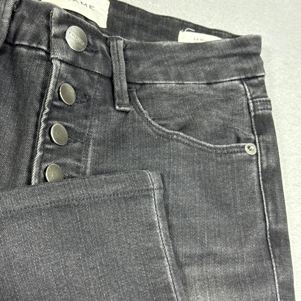 Frame Le Mini Boot High Rise Button Fly Jeans Charlie Faded Black Size 25